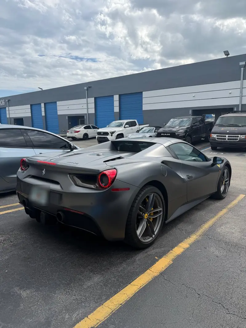 Ferrari 488 Spider with a matte vinyl wrap